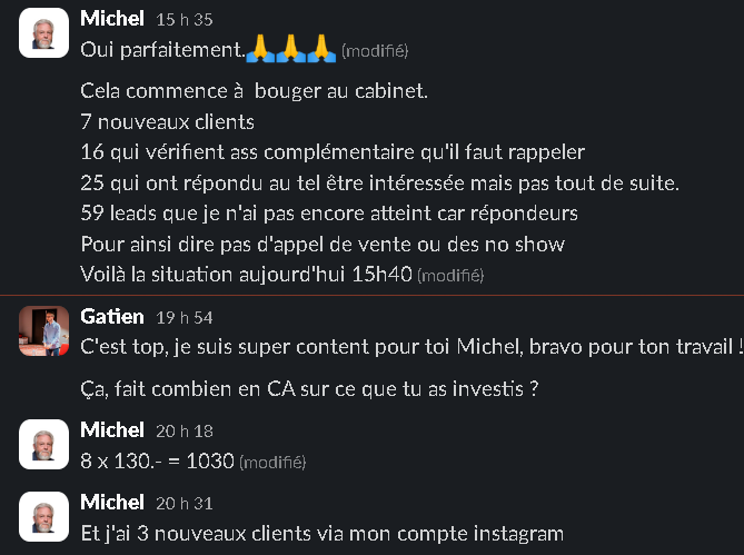 Michel 7 clients 1030€